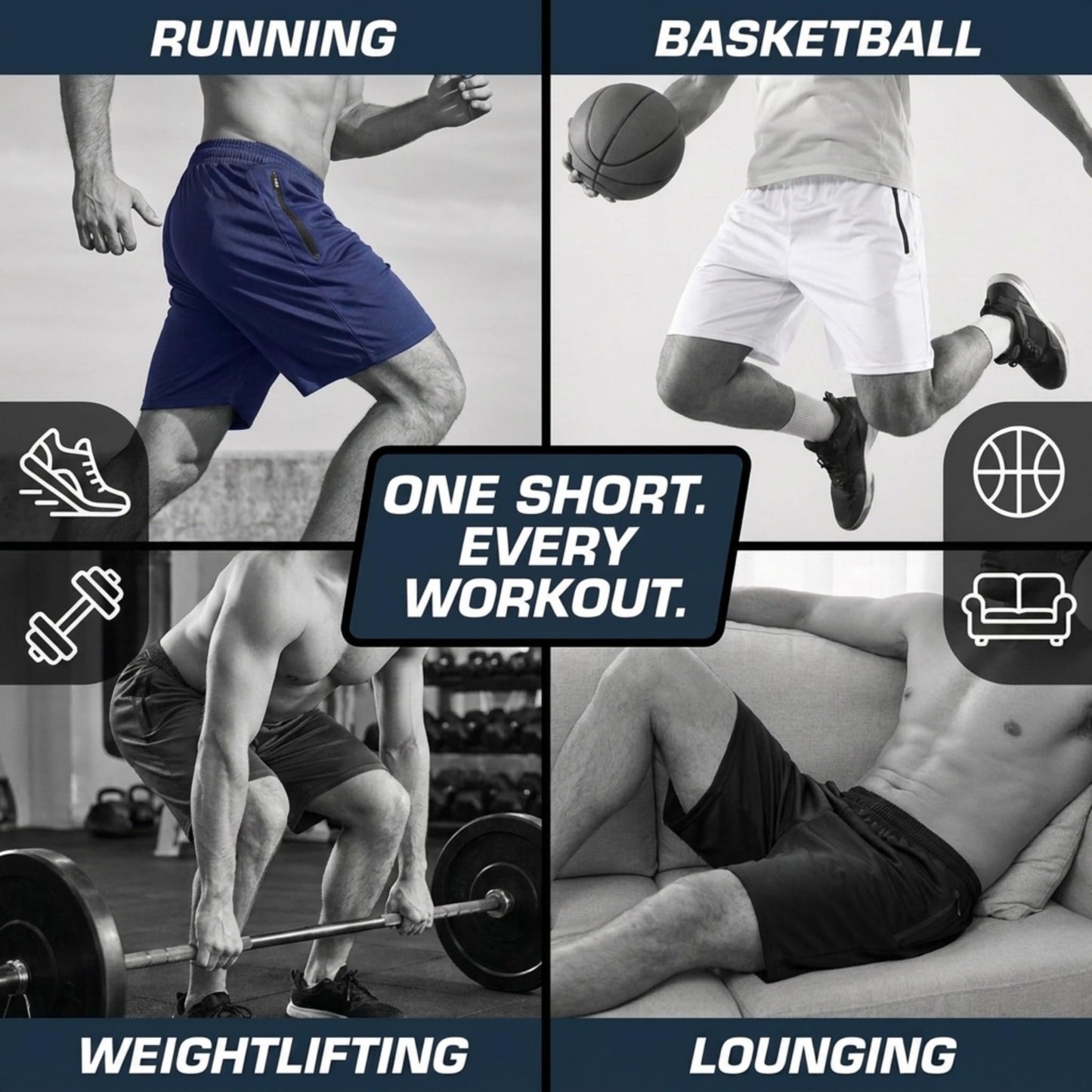 Ultra Performance Mens 5 Pack Athletic Running Shorts, Loose fit Basketball Gym Workout Shorts for Men with Zippered Pockets