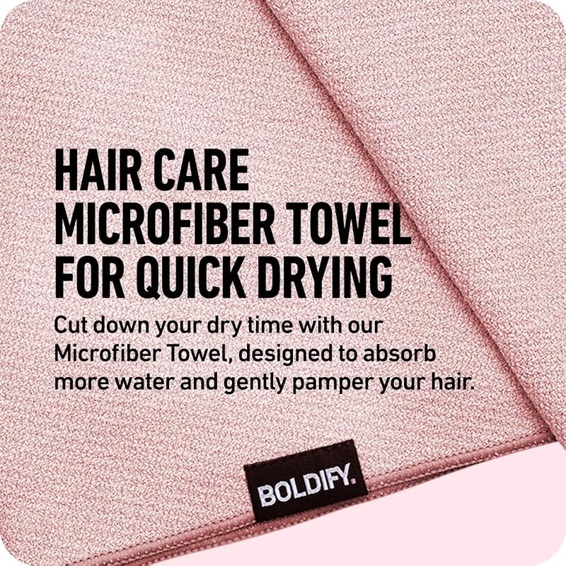 Boldify Pink Quick-Dry Microfiber Hair Towel Wrap for Thin & Curly Hair – Women