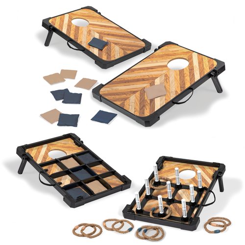 EastPoint 3-in-1 Bean Bag Toss, Tic Tac Toss, Ring Toss Game Set