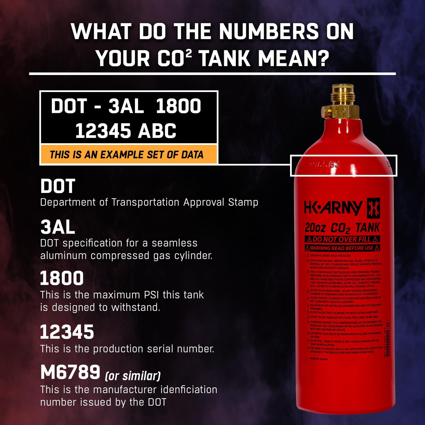 HK Army 20oz Aluminum CO2 Tank - High Pressure Compressed Air System for Paintball & Airsoft Gear - Red