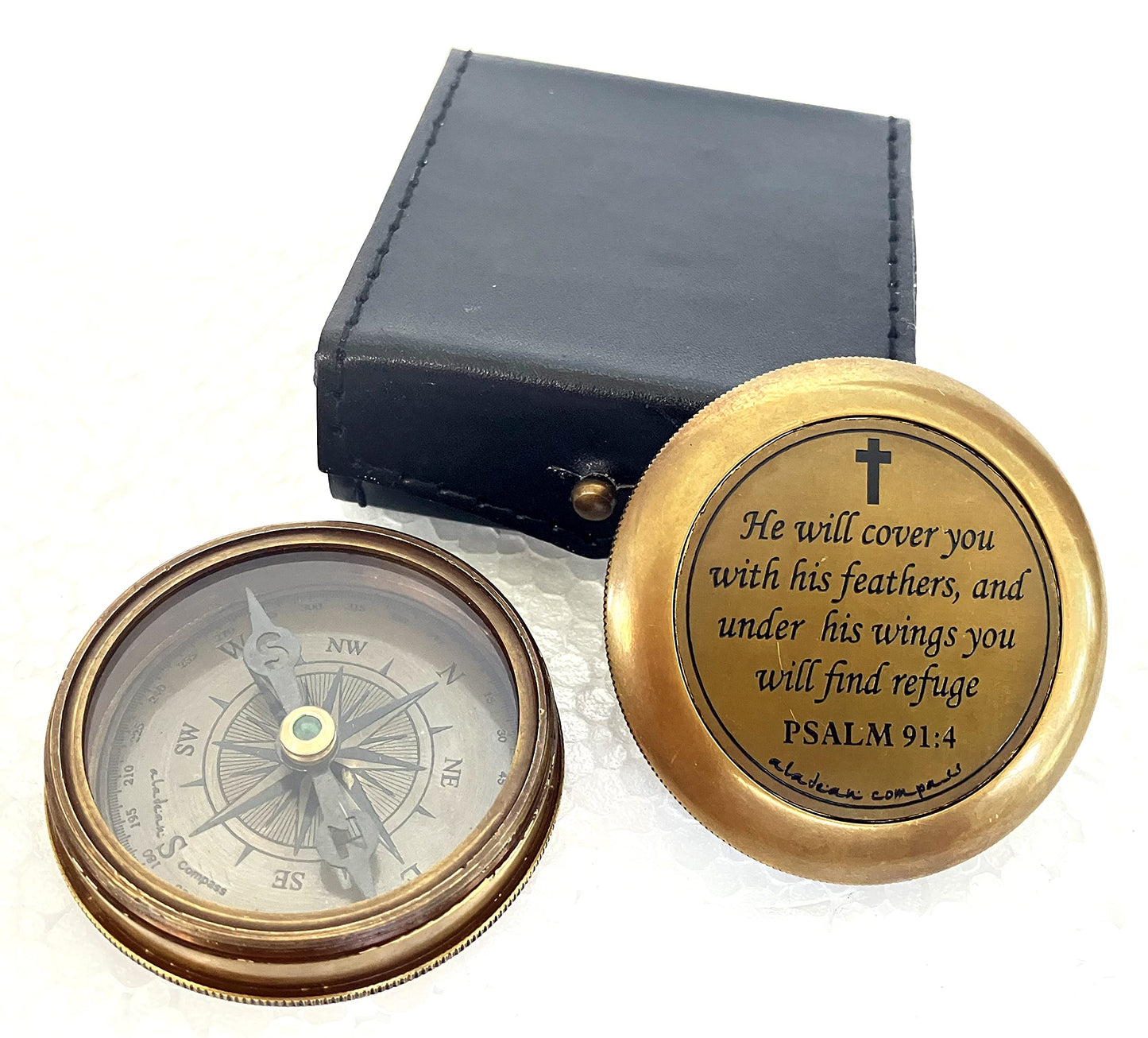 Religious Gifts - Engraved God Compass Inspirational Christian Gifts for Men Catholic, Communion Baptism Gifts Boys Girls Kids, Graduation Gift, Sentimental Gifts Woman (Holy Cross God's Blessings)
