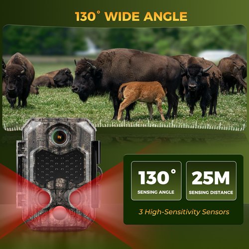 Trail Camera WiFi 84MP 4K, Game Camera with 8 Batteries and 32G SD Card, IP67 Waterproof, 130°Wide Angle, Trail Cam Sends Picture to Cell Phone Suitable for Outdoor Wildlife Detection