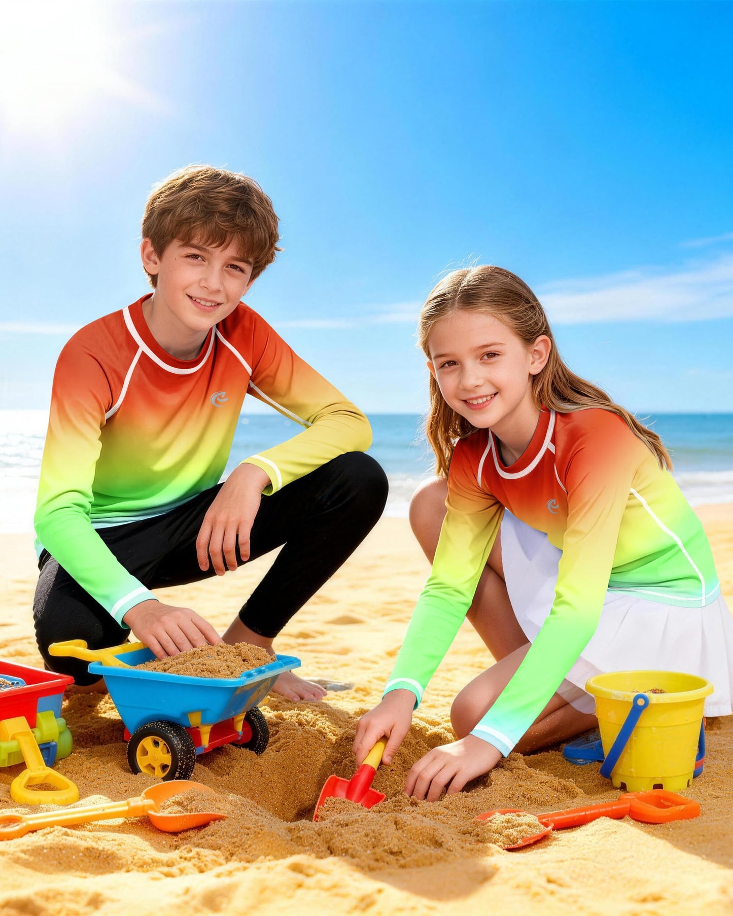 Boys UPF 50+ Swim Shirt Long Sleeve, 1 or 2 Pack UV Sun Protection Rash Guard, Youth Kids SPF Water Shirts for Beach Surf