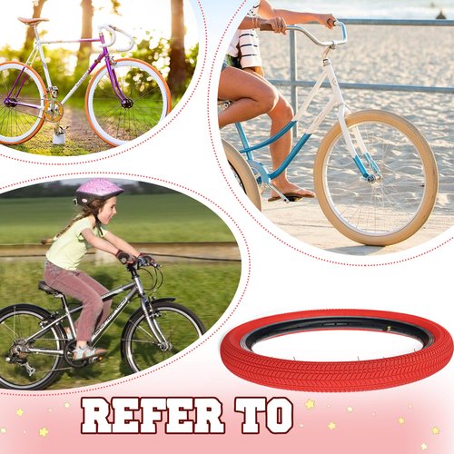 BALINGE 20 x 2.125 Bike tire with Tube 2 Pack 20 Bike tire Kids Bike Folding Replacement Tires Fits Most Kids Bikes,BMX Tires 20 inch,Red/2 Tires 2 Tubes 2 Levers, 20 Inch