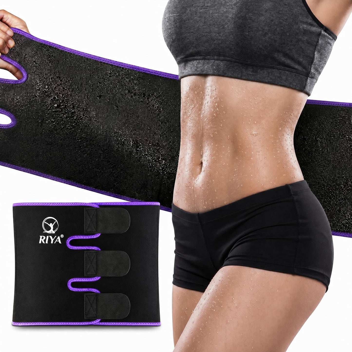 RIYA Waist Trimmer Sweat Waist Trainer for Women and Men Waist Sweat Belt Band Belly Stomach Wrap