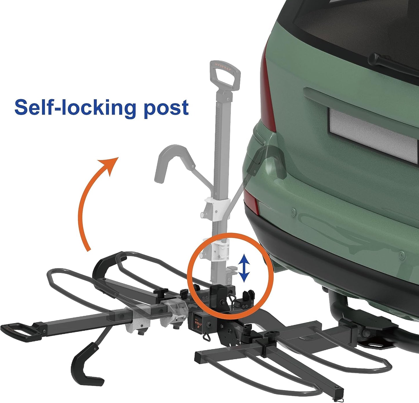 HYPERAX Volt 2 - E Bike Hitch Mounted Platform Style 2 Bikes Carrier for Car, SUV, Trucks, Sedan, Tilting e-Bike Rack for Hitch Fits Up to 2 X 70 lbs Bike with Up to 5" TIRE - NO RV USE!
