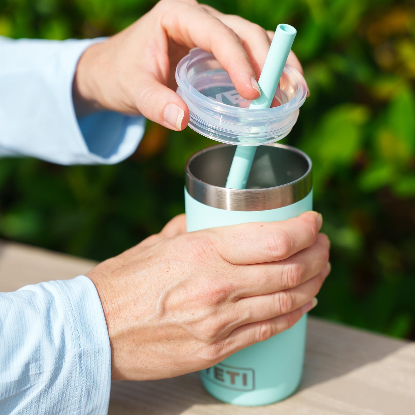YETI Rambler Jr. 10 Oz Tumbler with Silicone Straw Lid, Seafoam
