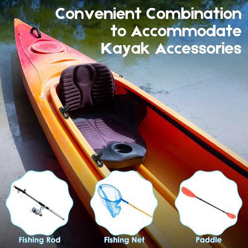 Saillong 2 Set Kayak Paddle Holder & Kayak Track Kit, Secure Paddle Holder with Elastic Strap, Low Profile Track with Reliable Edges for Fishing Rail Mount Accessories