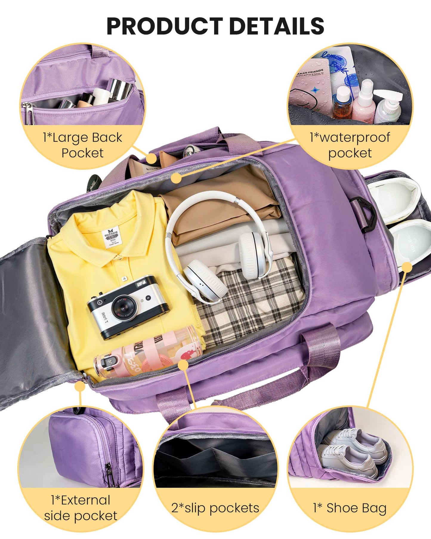 Vogewood Birthday Gift-Gifts for 12 13 14 15 16 17 18 Year Old Girls, Initial Gym Bags with Shoe Compartment, Dance Bag for Girls, Kid Overnight Bags, Travel Duffle Tote-Teen Girl Gift (Letter A)