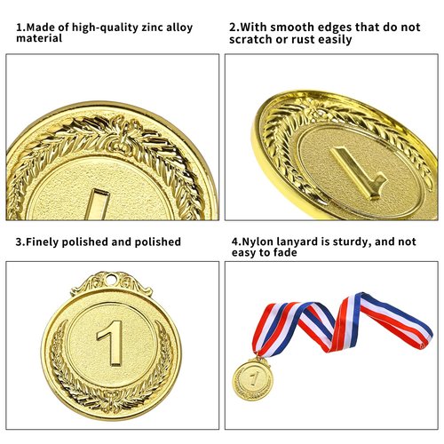 GOLDGE 18 Award Medals - Ideal for Sports, Competitions, Parties, Spelling Bees & Olympics - 2 Inches - Comes in a Set of 18. Also Available in Gold, Silver and Bronze - Perfect Prizes for Winners