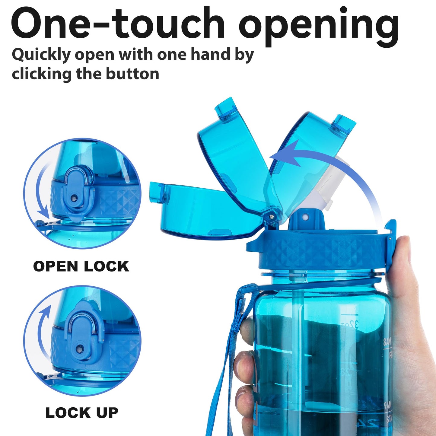 GOPPUS Water Bottle Clear Water Bottles 32oz Motivational with Time Marker Tritan BPA Free Sports Water Bottles Wide Mouth for Gym Travel Home School Office