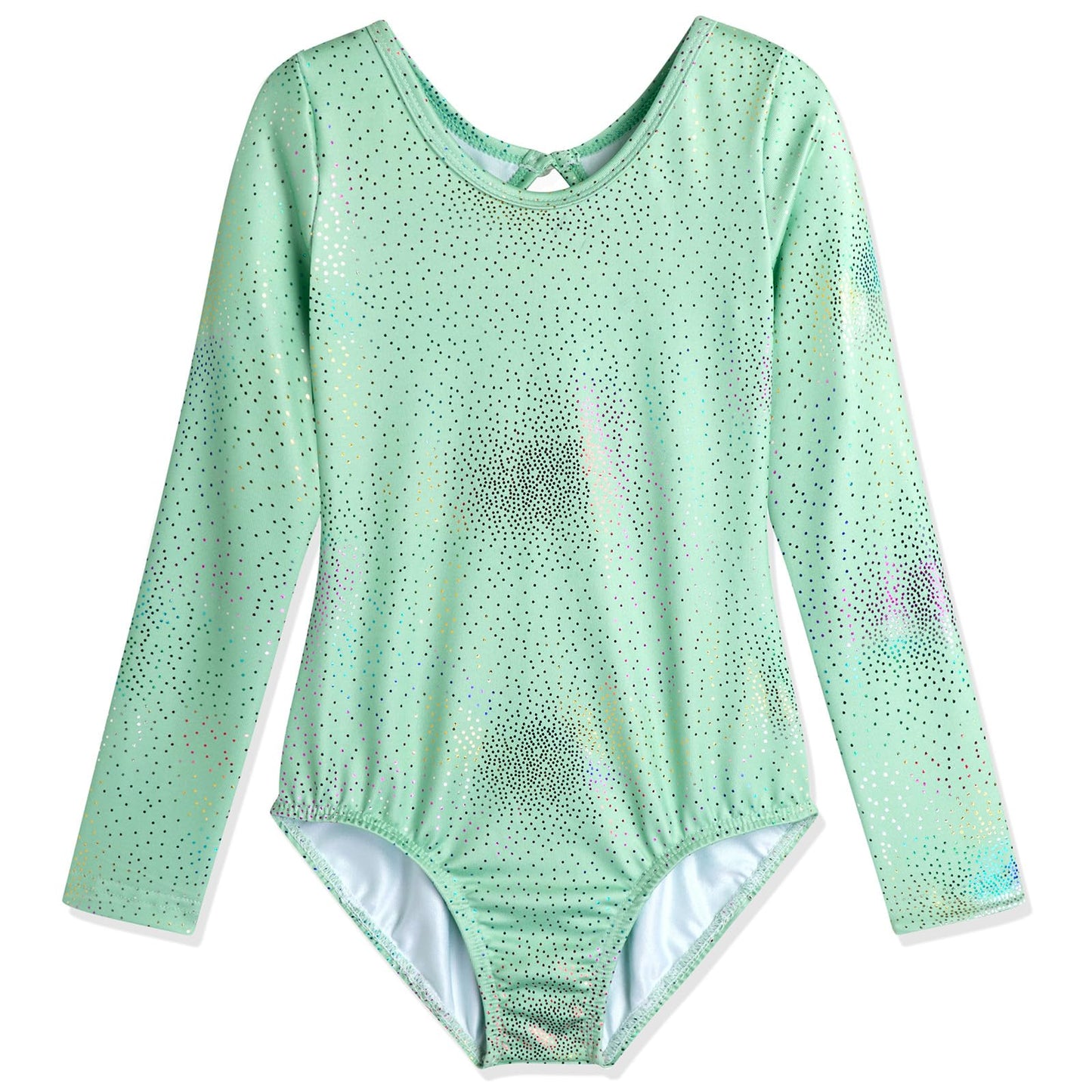 HOZIY Long Sleeve Gymnastics Leotards for Girls Sage Green Colorful Sparkle Dance Tumbling Outfits Clothes Size 6-7 Years