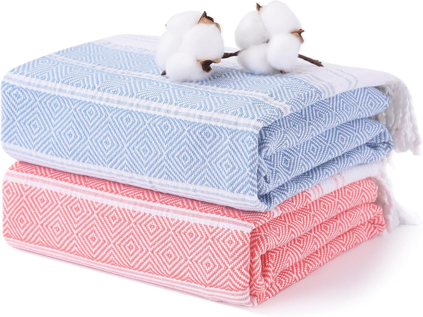 2 Packs Turkish Beach Towels Quick Dry Sand Free Oversized Bath Pool Swim Towel Extra Large XL Big Blanket Adult Travel Essentials Cruise Accessories Must Haves Clearance Vacation Stuff