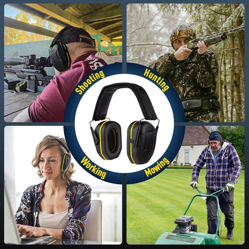 EARMOR OFFICIAL Shooting Ear Protection Earmuffs for Gun Range, NRR 27dB Noise Cancelling Hearing Protection Ear Muffs with Low-Profile Earcups, Compact Foldable for Shooting Hunting