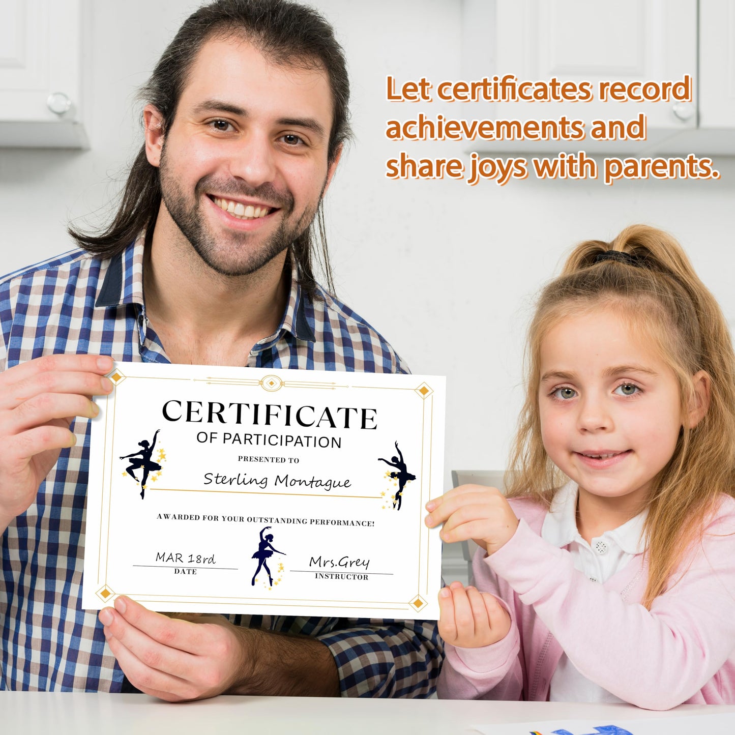 Certificate of Participation, Dance Theme Award Paper, Set of 25 Lesson Graduation Diploma Achievement, Training Certificates of Completion, Recognition for Honor Student Kid, 14