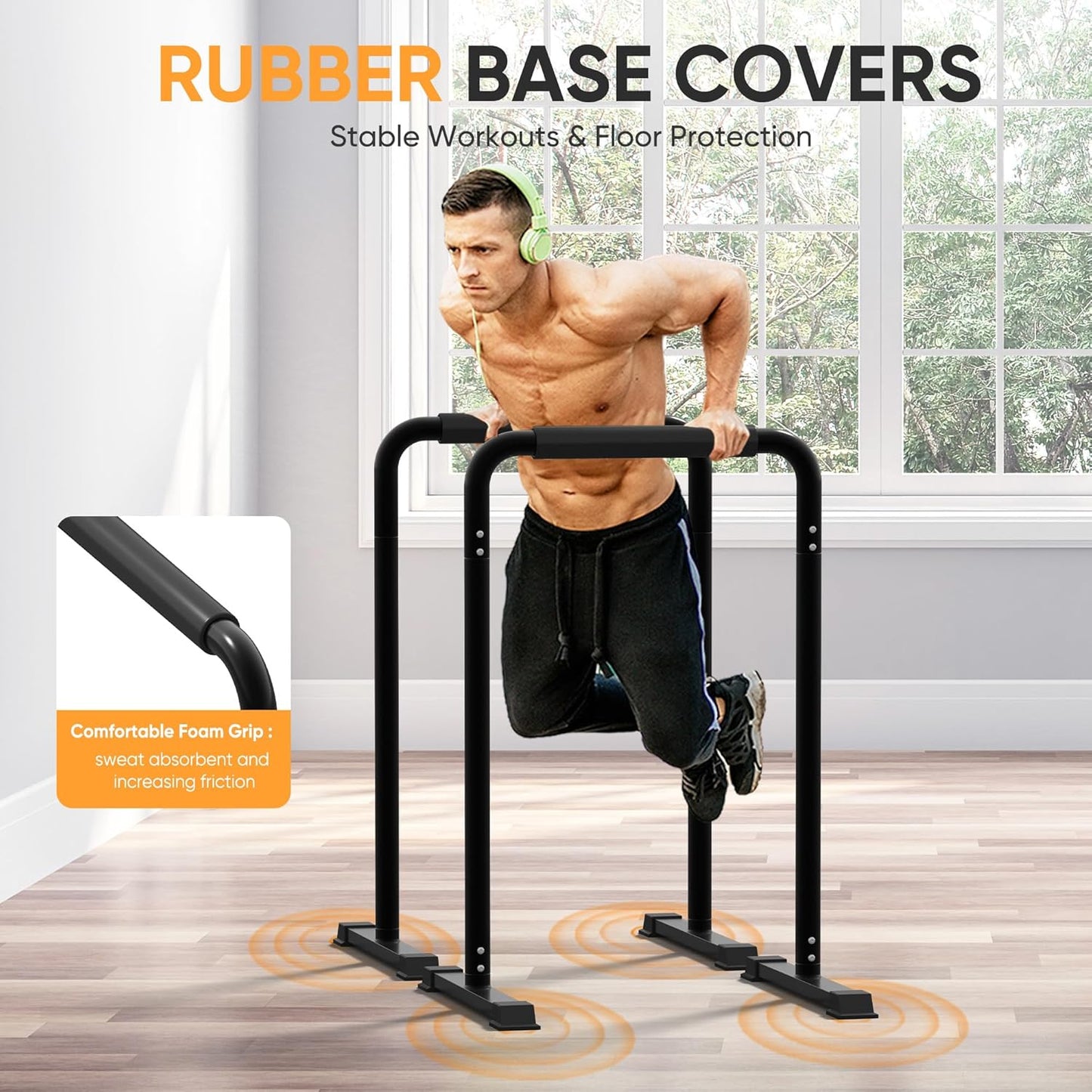 2-in-1 Adjustable Dip Bar Pro Max - Heavy Duty Parallel Bars with Connecting Parts, Extra Tall & Thickened Steel Design for Home Gym, Calisthenics & Strength Training