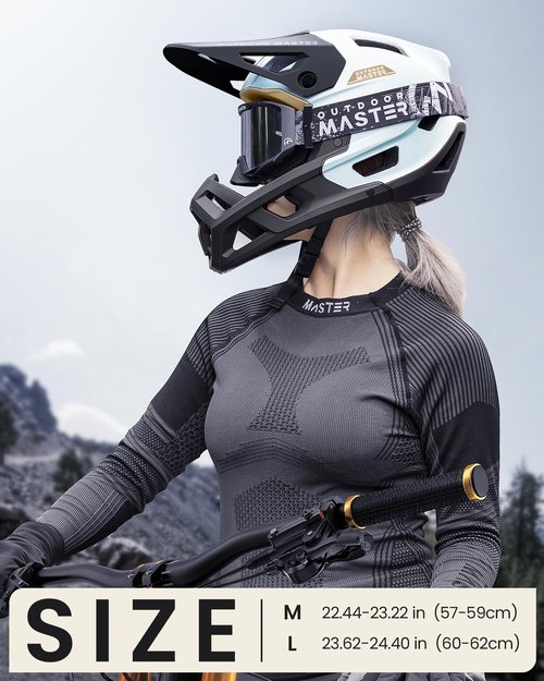 OutdoorMaster Full Face Mountain Bike Helmet for Men & Women-Two Removable Chin Pad Mountain Bike Helmet Grizzly, Ventilation Lightweight Racing Downhill DH BMX MTB Helmet (Pearl White, Large)