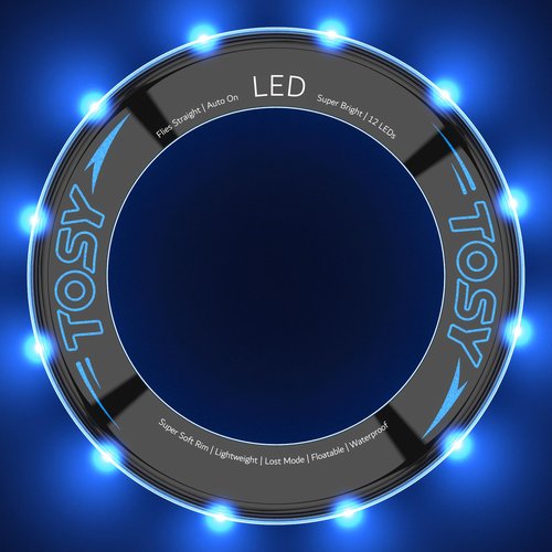 TOSY Flying Ring - 12 LEDs, Super Bright, Lost Mode, Auto Light Up, Safe & Soft, Waterproof, Lightweight, Birthday, Camping Toy, Easter Gift for Kid/Boy/Girl