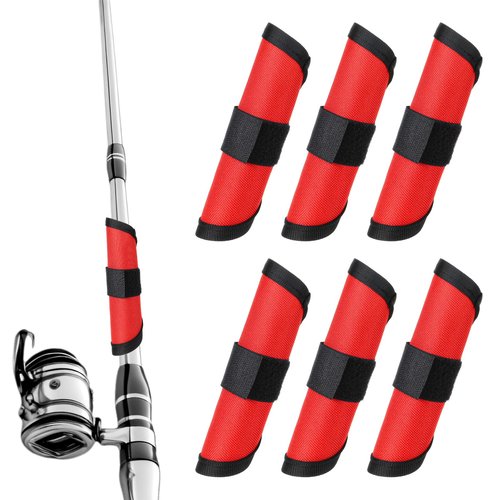 YBEATY 6 Pcs Fishing Lure Covers Rod Armour Bait Shield Wrap Hook Gloves Storage Protectors Pole Sleeve Guard Essential Fishermen Fishing Safe Gear Accessories (Red)