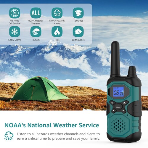 Topsung Walkie Talkies for Adults Rechargeable Long Range 6 Pack, Multi-Purpose FRS 2 Way Radios with NOAA USB Chargers 4500mAh Battery for Family Farm Warehouse Working Camping Hiking Skiing Cruise