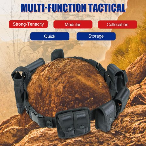 NYXOVA 10 in 1 Police Utility Belt Black Law Enforcement Modular Equipment System Security Military Tactical Duty Utility Belt Versatile Military Modular Equipment System Molded Duty Belt Set