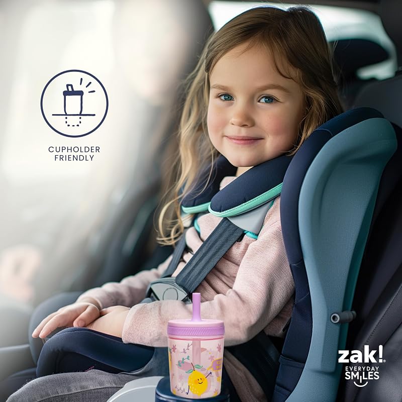 Zak Designs Kelso 15oz Sippy Cups - 2 Pack, Leak-Proof Plastic Drinkware, Sweet Berry & Lemon Zest (Variation: 15 Ounces Pack of 2 + Drinkware)