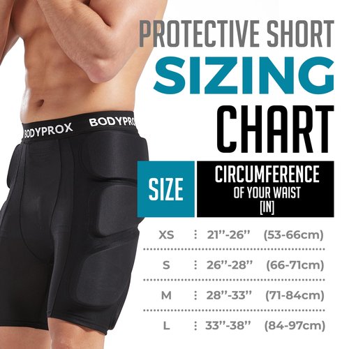 Bodyprox Protective Padded Shorts for Snowboard,Skate and Ski,3D Protection for Hip,Butt and Tailbone (Medium) Black