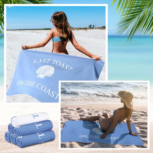 Peryiter 6 Pcs Last Toast on The Coast Bachelorette Beach Towels 30 x 60 Bride Tribe Bridesmaid Gift for Bachelorette Party Supplies for Wedding Honeymoon Engagement Party