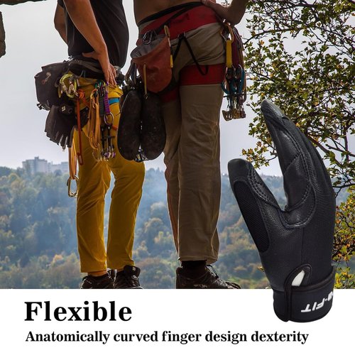 Intra-FIT Breathable Climbing Gloves,Full-Finger Padded Hiking/Rope Gloves for Rappelling Rock Climbing Sailing Adventure(M,One Pair)