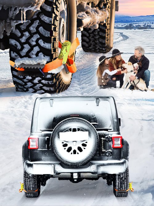 VKU Tire Metal Gripper Traction Device Traction Straps Large for Trucks Large SUVs Anti Skid Emergency Traction Aid Straps to Get Unstuck from Snow, Mud, Ice & Sand, Fit for Jeep Wrangler JK JL Bronco