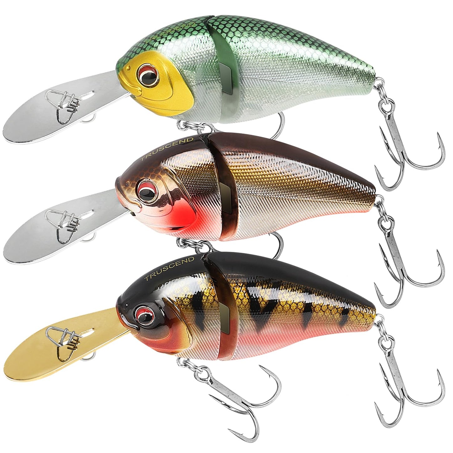TRUSCEND Easy Catch SwimMax with BKK Hooks, Magic Noisy Wiggling and Vibrating Actions for More Bites, Lifelike Fishing Lures for Bass Trout Walleye Crappie, Strongest Dyneema Fiber Jointed Swimbaits