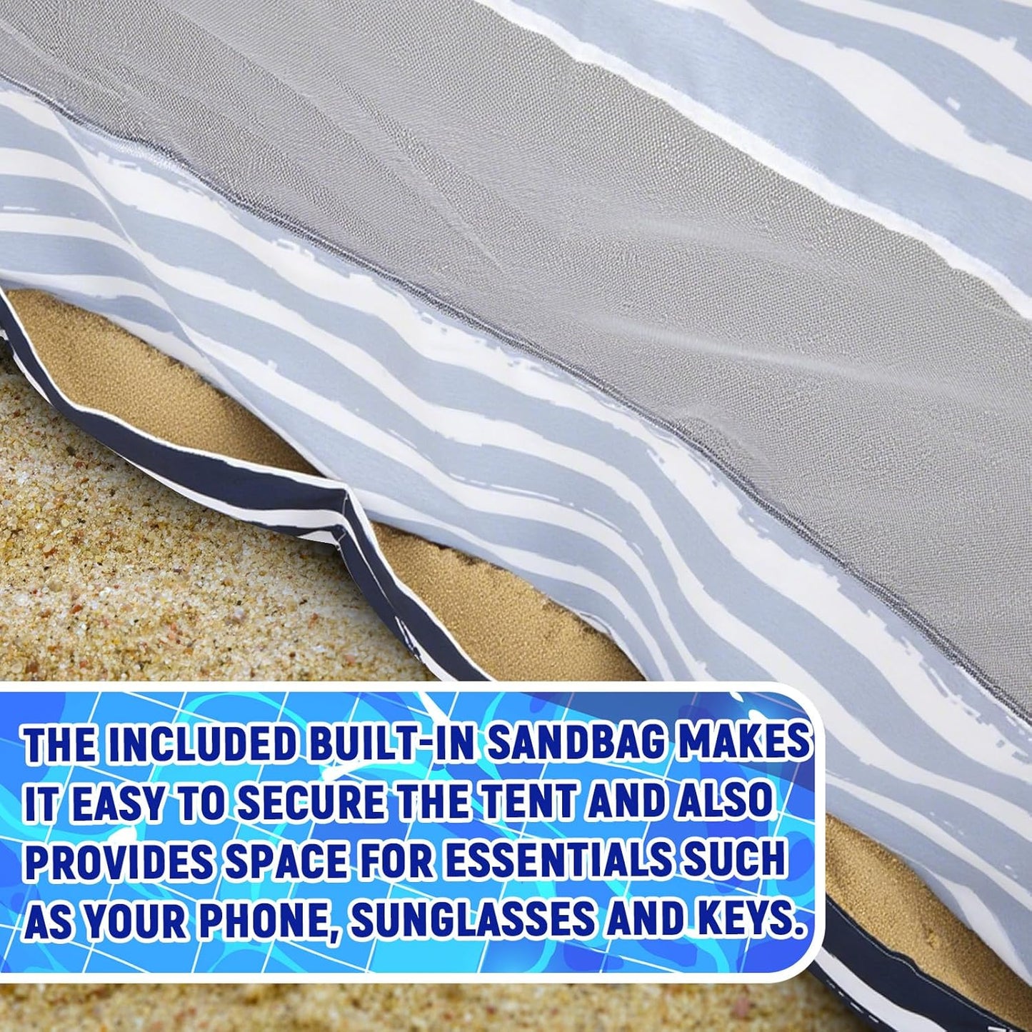 2 Pcs 6x6 Inch Beach Cabana Sidewall with Sand Pockets, Waterproof Portable Beach Shelter, Easy to Set up Canopy, Shade with UPF 50+ UV Protection for Kids Family Friends(Sailor Stripes)