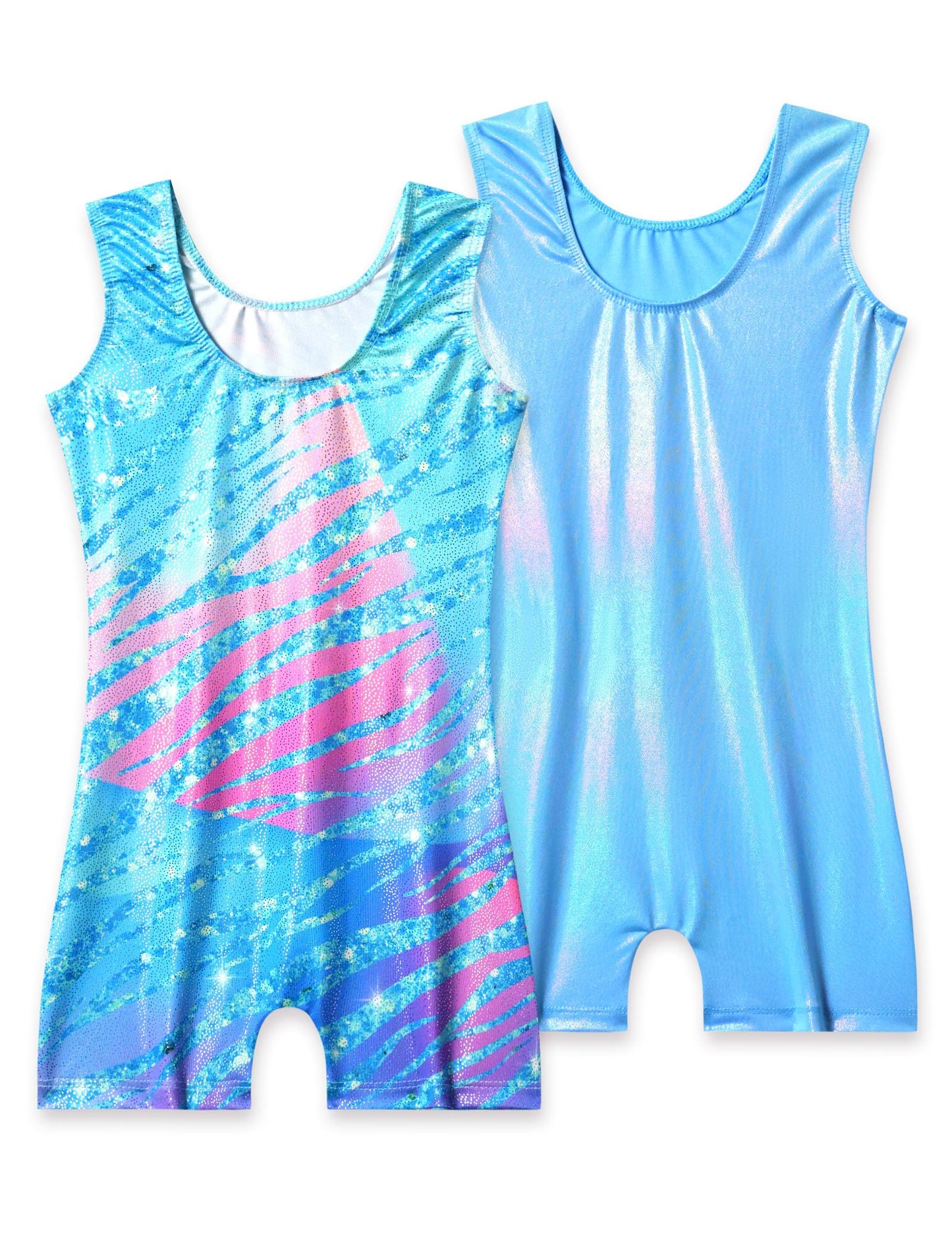 Nokecina Gymnastics Leotards for Girls Size 1t 2t Blue Green 2 Packs Sparkly Toddler Tumbling Unitards
