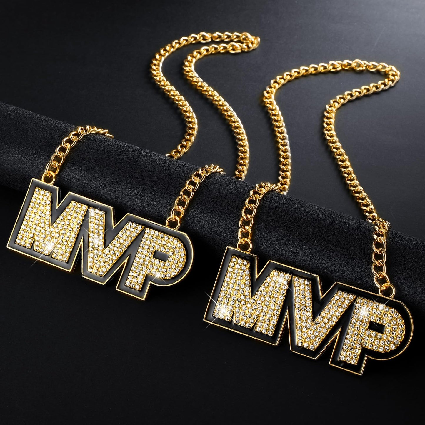 Loetere 2 Pcs MVP Chains Gold Champion Award Winner Prize Trophy Most Valuable Player Award Necklace for Adults Team Player Sports Football Soccer Baseball Softball Game Party Favor