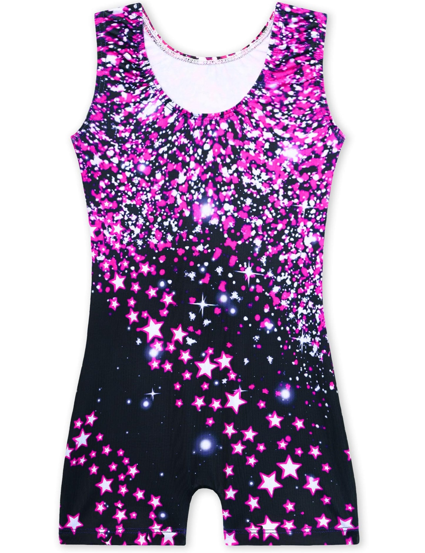 Nokecina Gymnastics Leotards for Girls Size 1t 2t One Piece Stretchy Black Rose Stars Unitard with Shorts