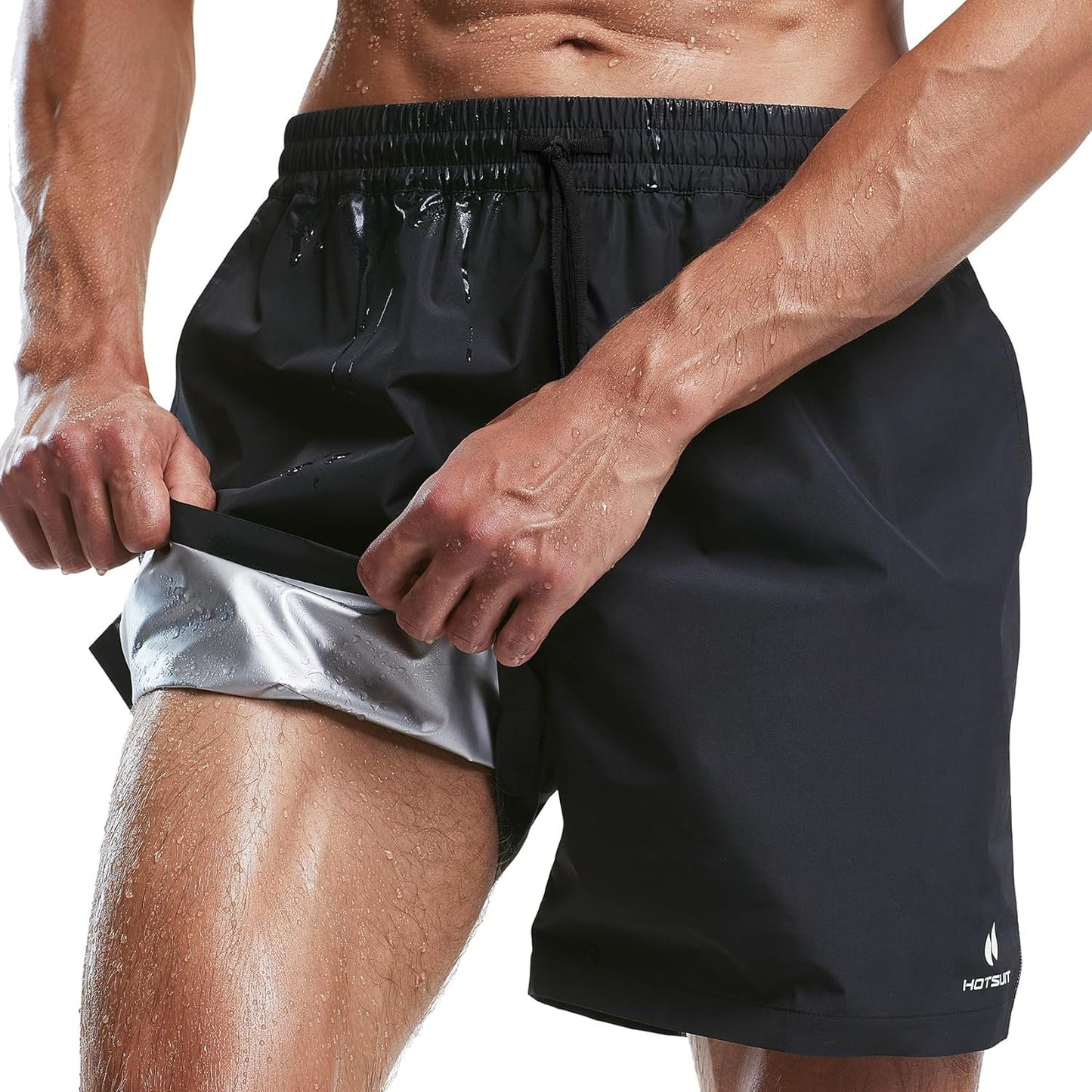 HOTSUIT Mens Sauna Shorts Sweat Sauna Pants Gym Exercise Sweat Sauna Suit Workout Shorts, Black, 2X-Large