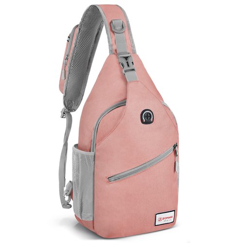 ZOMAKE Sling Bag,Small Crossbody Sling Backpack,Water Resistant Shoulder Daypack for Travel,Anti Thief Chest Bag for Hiking(Pink(New))