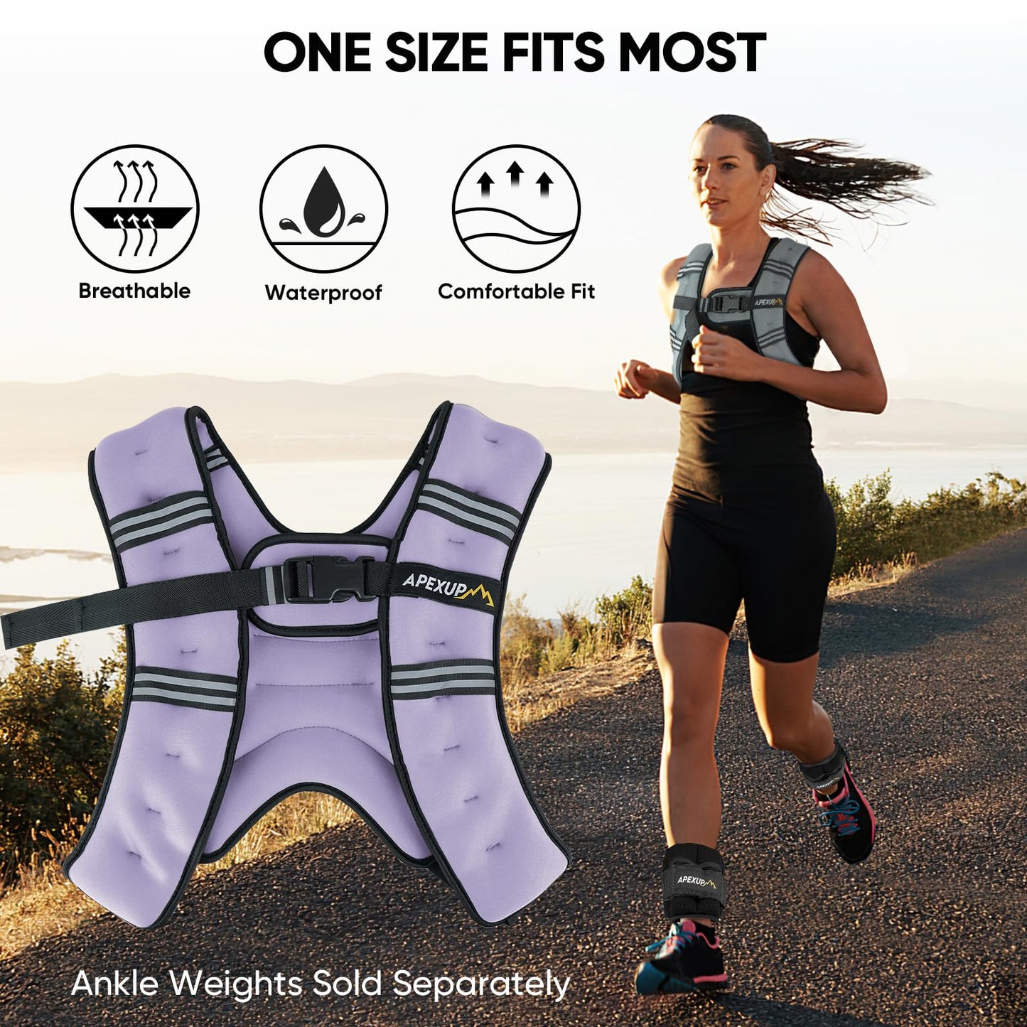 APEXUP 5lbs Weighted Vest Men Women, Weight Vest for Women Workout Equipment for Strength Training Running (Pastel Purple)