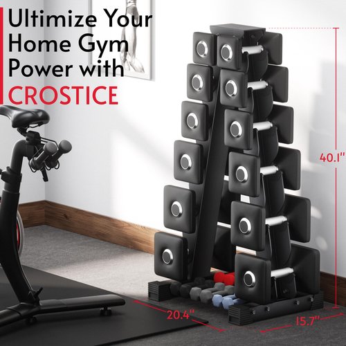 Dumbbell Rack Stand Only, Compatible with Peloton Weights, Ergonomic Weight Rack for Home Gym Dumbbells with 6-Tier, Space-Saving Home Gym Storage Rack, Plus Neoprene Set Storage, Compact