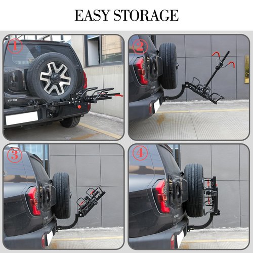 Hitch Bike Rack, 2-Bike Hitch Mount Bike Rack for Standard, Fat Tire and Electric Bicycles, Fits Cars, Trucks, SUVs, and Minivans, Folding Design, 220 lbs Capacity (Bent)
