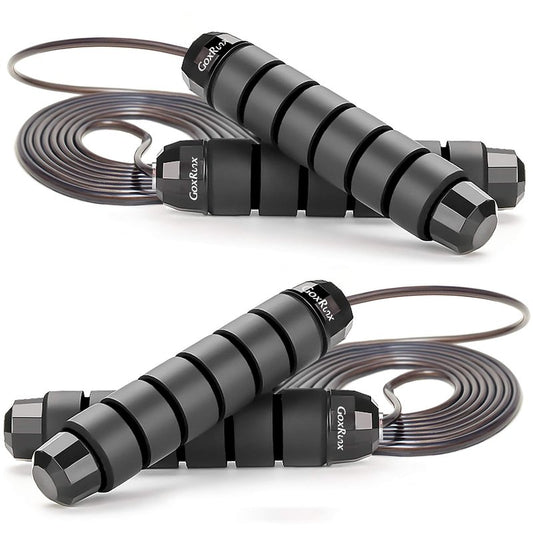 GoxRunx 2 Pack Jump Rope Skipping Rope for Workout, Jumping Rope Jump Ropes for Fitness (Black Black)