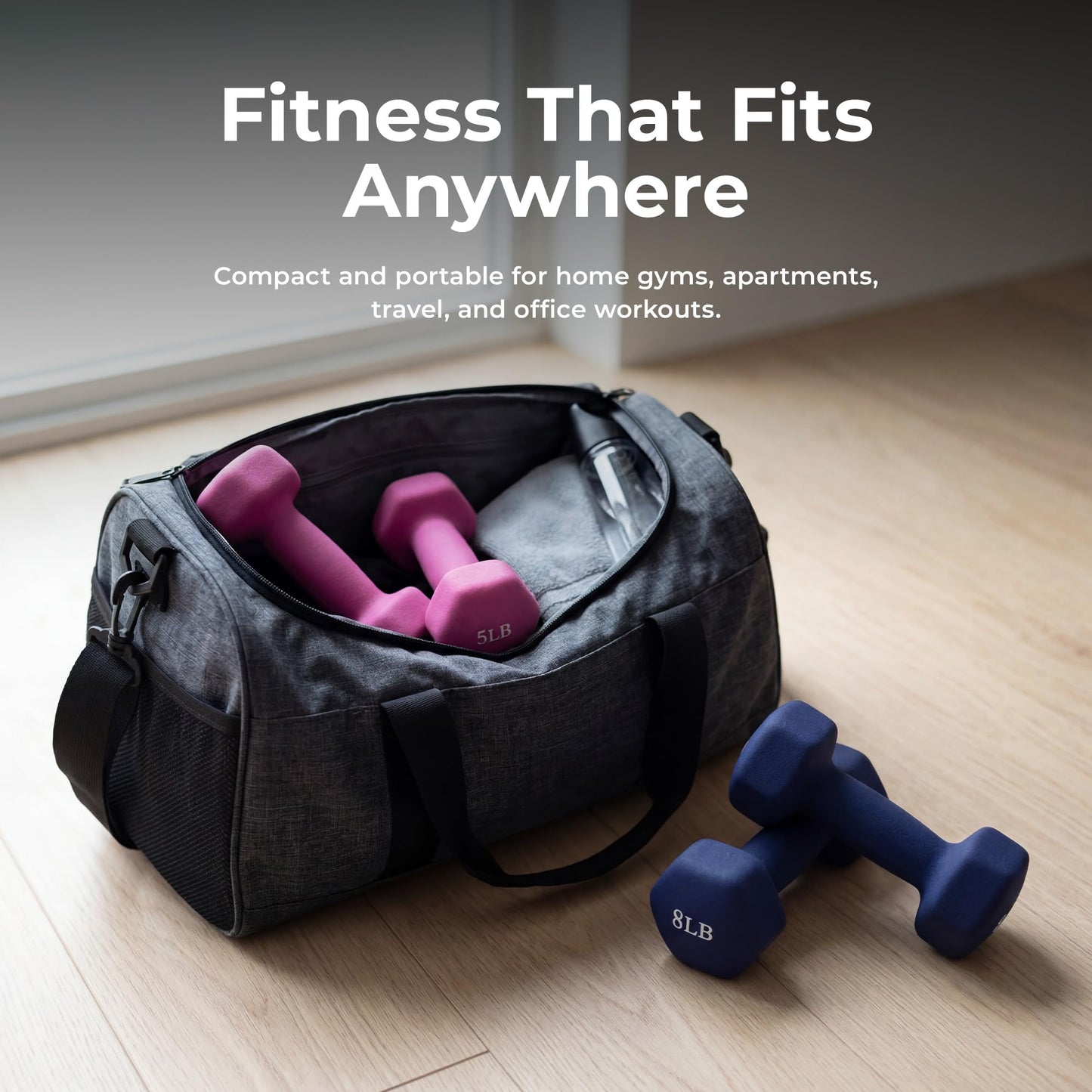 Sunny Health & Fitness Neoprene Hex Dumbbell Pair for Home Gym, 2 lb Pair