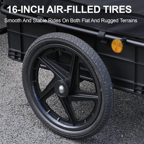 LEOGUAR Bike Cargo Trailer, Handle Cart, Universal Hitch, 2 Quick-Release Wheels, Compact Storage, Weather Resistant Fabric, Bike Trailer, Bike Cart, Bicycle Wagon Cart, Max Capacity: 88/132 lbs