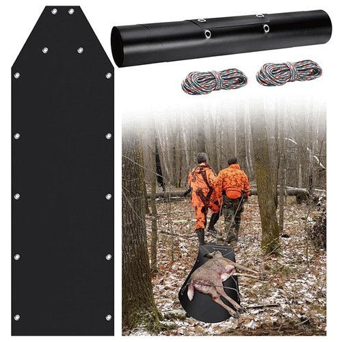 Deer Drag Sled, Heavy Duty Multi Purpose Utility Sled, Portable Tear Resistants Thickened Snow Sledding Pad with Pull Rope Hauling Ice Fishing Supplies