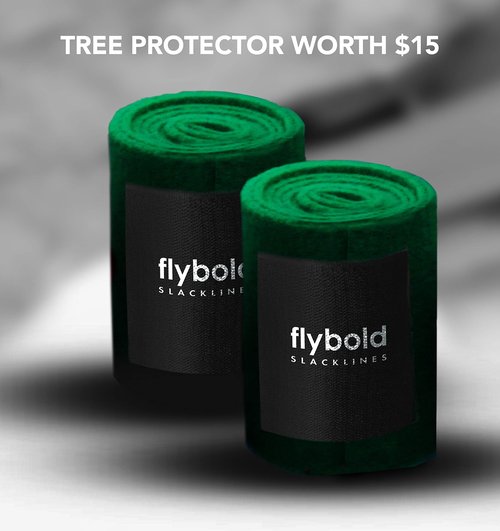 flybold Slackline Kit for Kids and Adults - 57 ft Balance Rope with Training Line, Tree Protectors, Arm Trainer, Ratchet Cover, and Carry Bag - Ideal for Tightrope Walking and Slackline Zipline