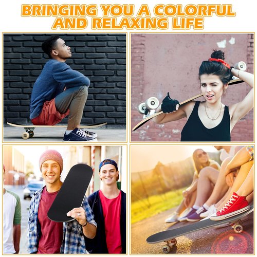 Meooeck 6 Pcs Blank Skateboard Decks for Art Painting 28 x 8 Inches, Wood Skateboard Replacement 7 Layer Maple Double Tail Plain Skate Board with Sandpaper for Home Decor