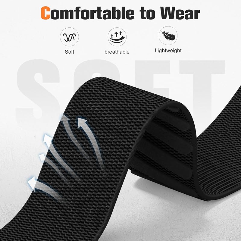 Getino Nylon Sport Band for Whoop 5.0 – Black-Black, Adjustable 140-215mm