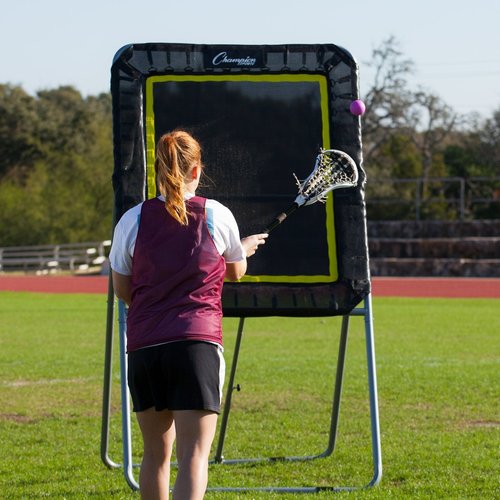 Champion Sports Deluxe Lacrosse Target: Ball Return Bounce Back Net Set for Professional, College and Grade School Training & Drills - 4' x 3' Rebound Area