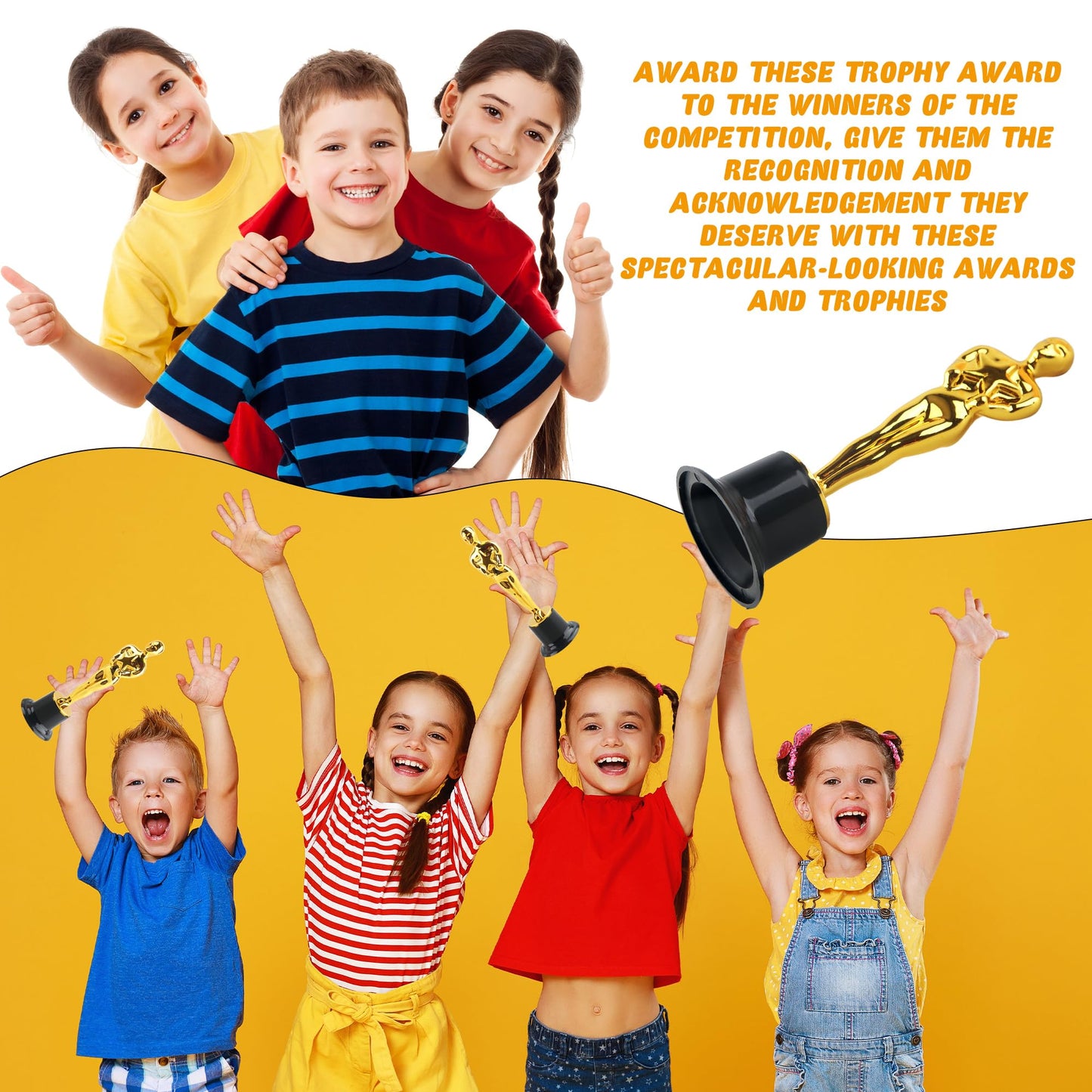 Cotiny 30 Pcs 6 Inch Gold Star Award Trophies Plastic Trophies Award Statues for Classroom Rewards Appreciation Gift Award Ceremony Supplies
