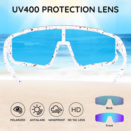 AGGKKY Kids Sunglasses, Youth Baseball Sunglasses for Boys Girls, Polarized Sun Glasses UV400 Sports Cycling Shades Lightweight Frame for Kids Ages 8-14 (White Frame, Blue Lens)
